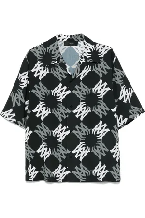 AMIRI Homme, Chemises, Noir, Taille: L Chemise Noire à Col Camp et Manches Courtes