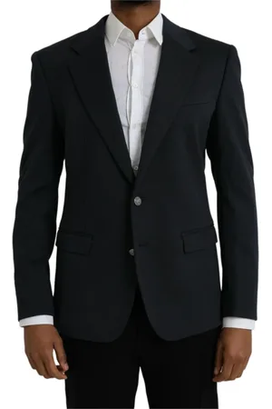 Dolce & Gabbana Homme, Vestes, Bleu, Taille: L Blazer en Coton Bleu Foncé à Un Bouton