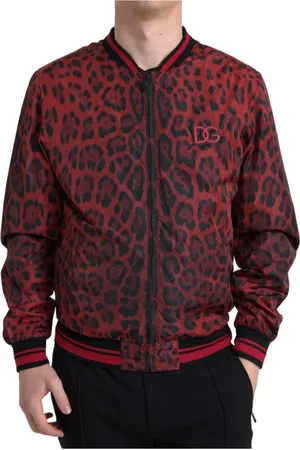 Dolce & Gabbana Homme, Vestes, Rouge, Taille: L Bomber Rouge Imprim Lopard