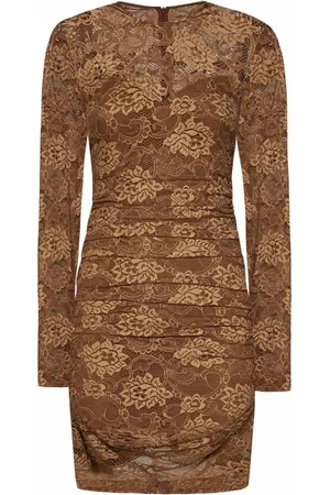 Dolce & Gabbana Femme, Robes, Brun, Taille: 38 FR Robe Beige en Dentelle Florale