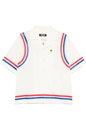 BARROW Homme, Tops, Blanc, Taille: S Chemise Blanche avec Détails de Ligne Imprimé