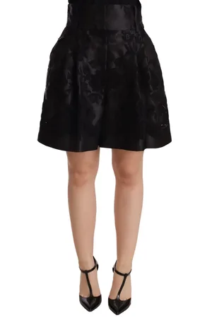 Dolce & Gabbana Femme, Shorts, Noir, Taille: 38 FR Shorts Élégants en Brocart Floral à Taille Haute