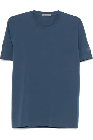 corneliani Homme, Tops, Bleu, Taille: 4XL T-shirt en coton stretch avec logo