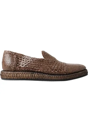 Dolce & Gabbana Homme, Chaussures, Brun, Taille: 42 EU Chausson Élégant en Cuir Marron