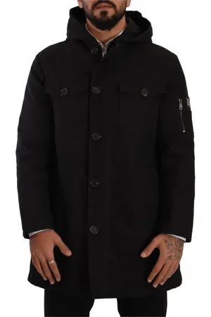 Dolce & Gabbana Homme, Manteaux, Noir, Taille: S Élégante Parka Veste à Capuche Noire
