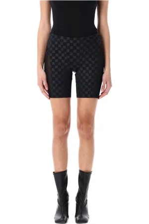 MISBHV Femme, Shorts, Noir, Taille: 38 FR Shorts de cycliste Monogramme avec panneaux en maille