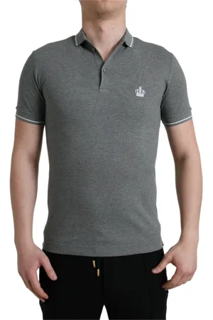 Dolce & Gabbana Homme, Tops, Gris, Taille: S Polo en coton gris