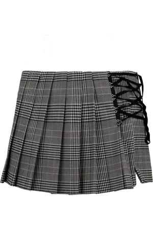 ANIYE BY Femme, Jupes, Gris, Taille: 38 FR Shorts à Carreaux avec Tresse Latérale