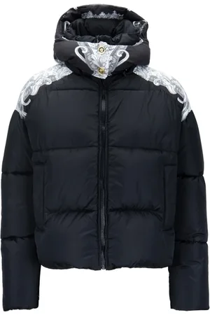 VERSACE Femme, Vestes, Noir, Taille: 40 FR Veste matelassée à capuche amovible