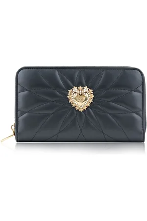 Dolce & Gabbana Femme, Accessoires, Noir, Taille: ONE Size Portefeuille en cuir matelassé avec Cœur Sacré