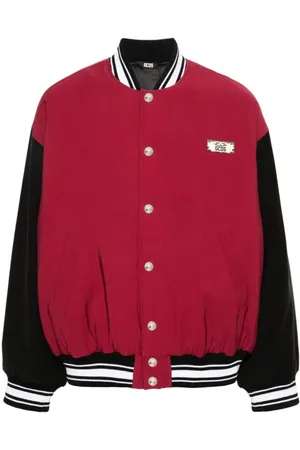 GCDS Homme, Vestes, Rouge, Taille: L Bomber Varsity Bordeaux