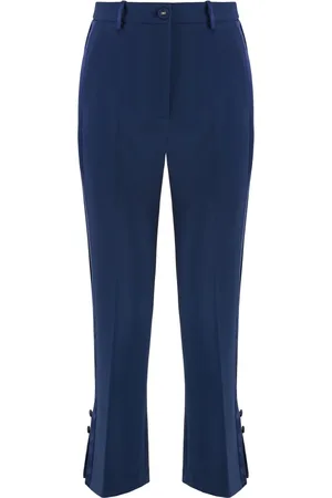 Elisabetta Franchi Femme, Pantalons, Bleu, Taille: 42 FR Pantalon Évasé en Satin avec Fentes Latérales