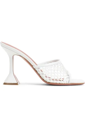 Amina Muaddi Femme, Chaussures, Blanc, Taille: 36 EU Chaussons Blancs en Cuir Talons Élégants