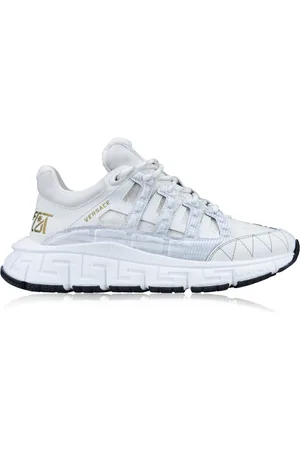 VERSACE Femme, Chaussures, Blanc, Taille: 41 EU Baskets à Lacets de Style Grec pour Femmes