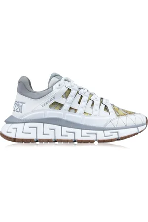 VERSACE Femme, Chaussures, Blanc, Taille: 36 EU Baskets Femme à Motif Grec et Lacets