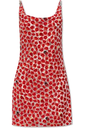 VERSACE Femme, Robes, Rouge, Taille: 36 FR Robe drapée avec motif floral