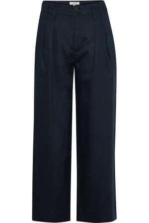 Part Two Femme, Pantalons, Noir, Taille: 44 FR Pantalon Large en Lin After Midnight