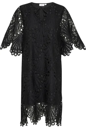 Saint Tropez Femme, Robes, Noir, Taille: 42 FR Élégante Robe Noire Brodée
