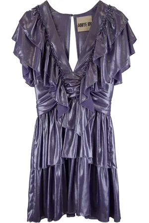 ANIYE BY Femme, Robes, Violet, Taille: 38 FR Robe Courte Évasée avec Col en V