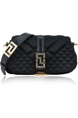 VERSACE Femme, Sacs, Noir, Taille: ONE Size Sac à Bandoulière Matelassé avec Bouton Magnétique