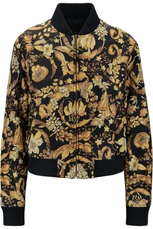 VERSACE Femme, Vestes, Multicolore, Taille: 34 FR Veste Réversible à Fermeture Éclair et Col Haut