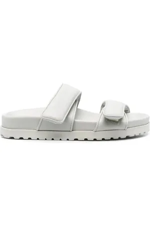 Gia Borghini Femme, Chaussures, Gris, Taille: 37 EU Sandales en cuir gris à bout ouvert