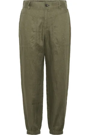 Part Two Femme, Pantalons, Vert, Taille: 48 FR Pantalon en Lin Élégant Kalamata