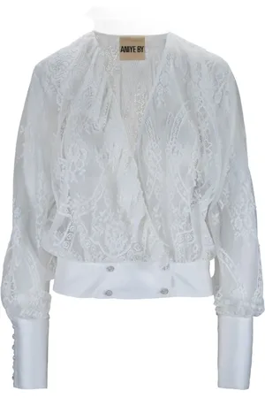 ANIYE BY Femme, Blouses et Chemises, Blanc, Taille: 42 FR Chemise boutonnée brodée florale