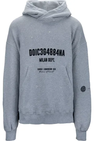 Dolce & Gabbana Homme, Sweatshirts et sweats à capuche, Gris, Taille: S Sweat à capuche homme avec impression sur le devant