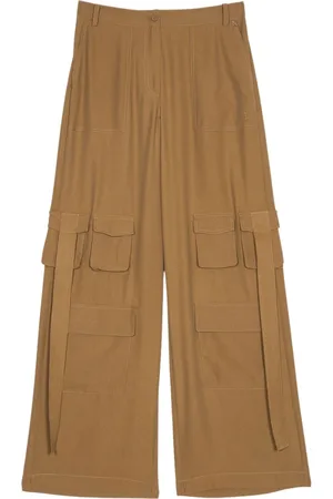 Twin-Set Femme, Pantalons, Bleu, Taille: 40 FR Pantalon cargo en crêpe de Chine