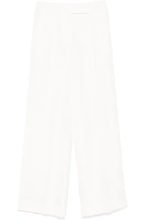 PESERICO SIGN Femme, Pantalons, Blanc, Taille: 40 FR Pantalon Blanc Plissé Origine Italienne