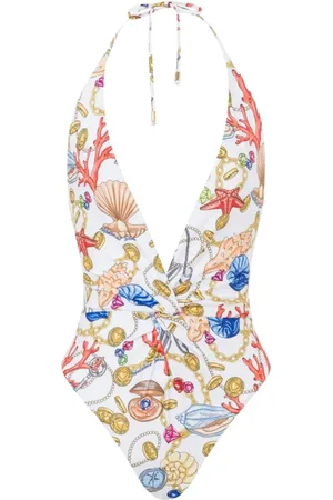 Moschino Femme, Maillots de bain, Multicolore, Taille: 42 FR Vêtements de mer blancs impression coquille maillot halterneck