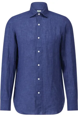 Finamore Homme, Chemises, Bleu, Taille: 2XL Chemise en Lin Tokyo