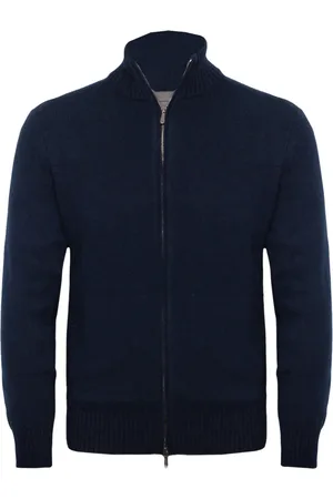 DRUMOHR Homme, Pulls, Bleu, Taille: 4XL Veste Bleue à Fermeture Éclair