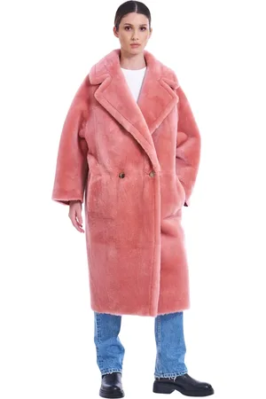Blancha Femme, Manteaux, Rose, Taille: 38 FR Manteau Merino Straight