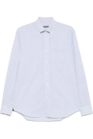 corneliani Homme, Chemises, Bleu, Taille: XL Chemise Rayée Bleue avec Fermeture à Boutons