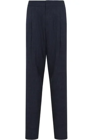 Giorgio Armani Homme, Pantalons, Bleu, Taille: L Pantalon Bleu Laine Lin Soie