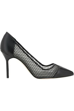 Manolo Blahnik Femme, Chaussures, Noir, Taille: 37 EU Élégantes Escarpins en Cuir avec Détails en Maille