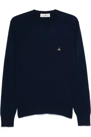 Vivienne Westwood Homme, Pulls, Bleu, Taille: M Bleu Logo Orb Col Rond