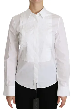Dolce & Gabbana Femme, Blouses et Chemises, Blanc, Taille: 40 FR Polo élégant à manches longues en blanc