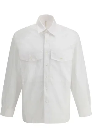 Sunflower Homme, Chemises, Blanc, Taille: S Chemise en Coton Monochrome avec Poches