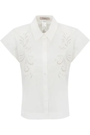 Twin-Set Femme, Blouses et Chemises, Blanc, Taille: 40 FR Chemise Blanche en Coton Style Kimono