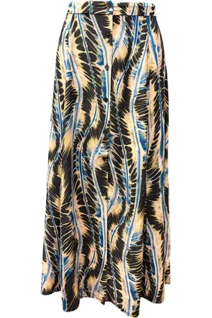 ULLA JOHNSON Femme, Jupes, Multicolore, Taille: 40 FR Jupe Midi en Soie Fluide Boutonnière devant