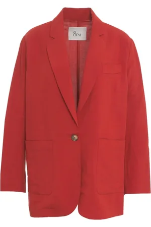 8PM Femme, Vestes, Rouge, Taille: 38 FR Blazer Orange avec Revers Cran