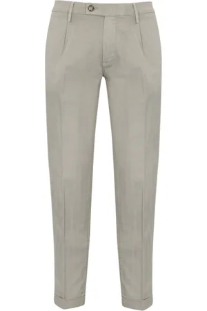 RE-HASH Homme, Pantalons, Gris, Taille: W35 Coton Lin Coupe Droite Pantalon