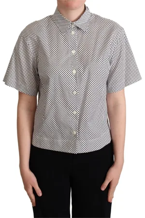 Dolce & Gabbana Femme, Blouses et Chemises, Noir, Taille: 38 FR Élégant Polo en Coton à Pois