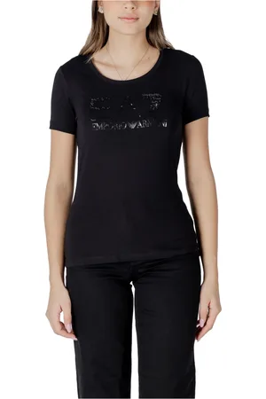 EA7 Femme, Tops, Noir, Taille: 36 FR T-shirt en coton à manches courtes