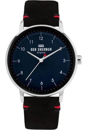 Ben Sherman Homme, Accessoires, Noir, Taille: ONE Size Montre Analogique en Cuir Noir à Quartz