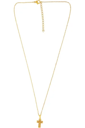 Dansk Copenhagen Femme, Accessoires, Jaune, Taille: ONE Size Collier Croix CZ Transparent, Étanche & Élégant