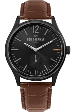 Ben Sherman Homme, Accessoires, Brun, Taille: ONE Size Montre Analogique Bracelet en Cuir Acier Inoxydable
